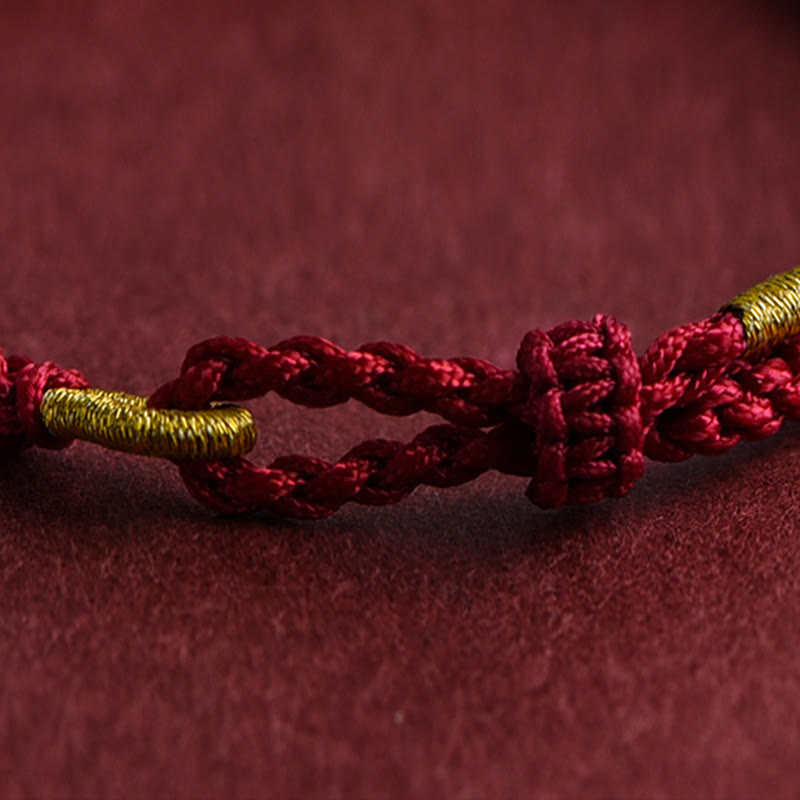 KarmaRipple's 999 Gold Triple Ring Design Handmade Connection Woven Rope Bracelet p11