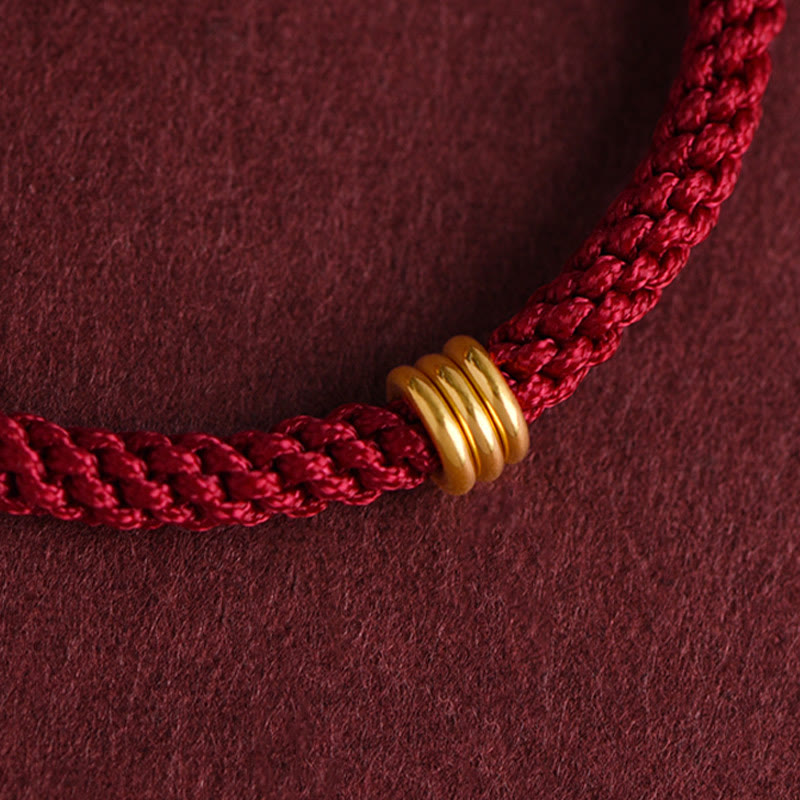 KarmaRipple's 999 Gold Triple Ring Design Handmade Connection Woven Rope Bracelet p10