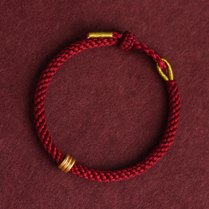 KarmaRipple's 999 Gold Triple Ring Design Handmade Connection Woven Rope Bracelet p13