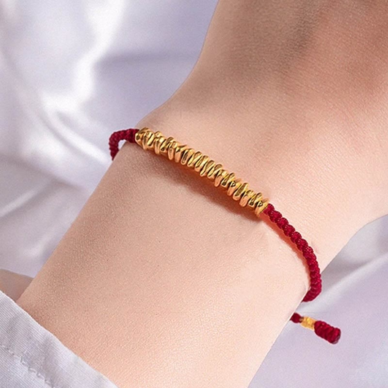 KarmaRipple's 999 Gold Small Gold Pieces Design Handmade Protection?Braided Rope Bracelet p14