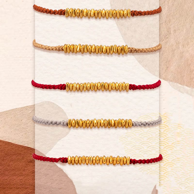 KarmaRipple's 999 Gold Small Gold Pieces Design Handmade Protection?Braided Rope Bracelet p17