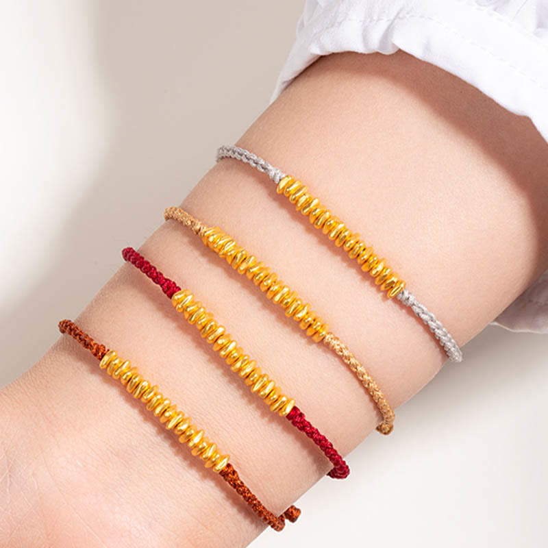KarmaRipple's 999 Gold Small Gold Pieces Design Handmade Protection?Braided Rope Bracelet p6
