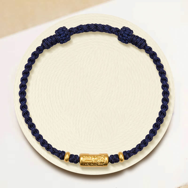 KarmaRipple's 999 Gold Good Fortune Amulet Carved Design Handmade Strength?Braided Rope Bracelet p11