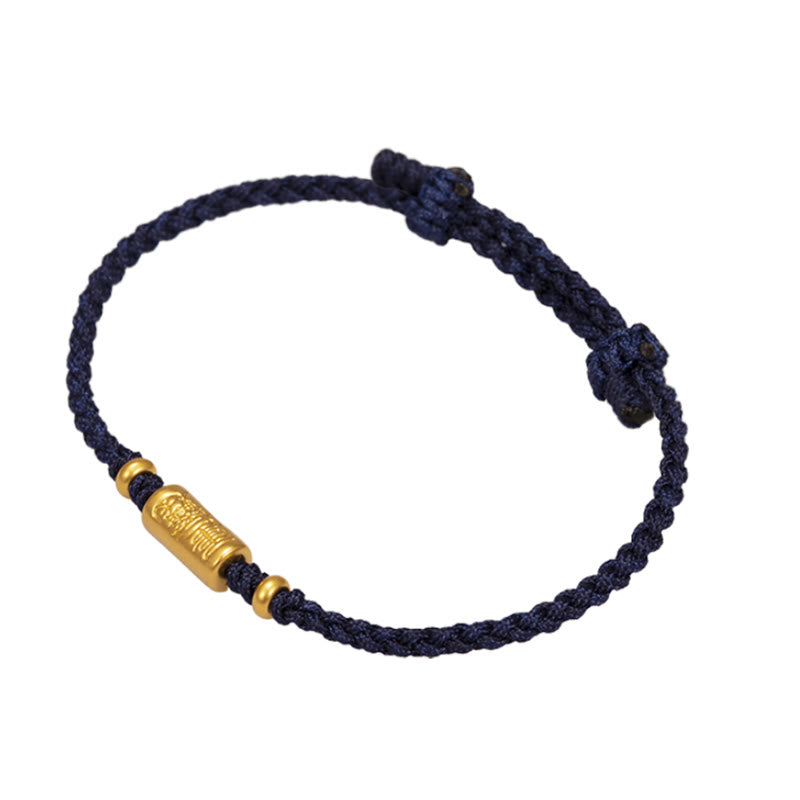 KarmaRipple's 999 Gold Good Fortune Amulet Carved Design Handmade Strength?Braided Rope Bracelet p13