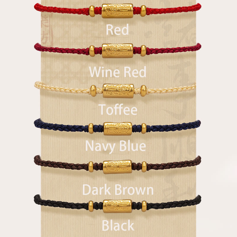 KarmaRipple's 999 Gold Good Fortune Amulet Carved Design Handmade Strength?Braided Rope Bracelet p7
