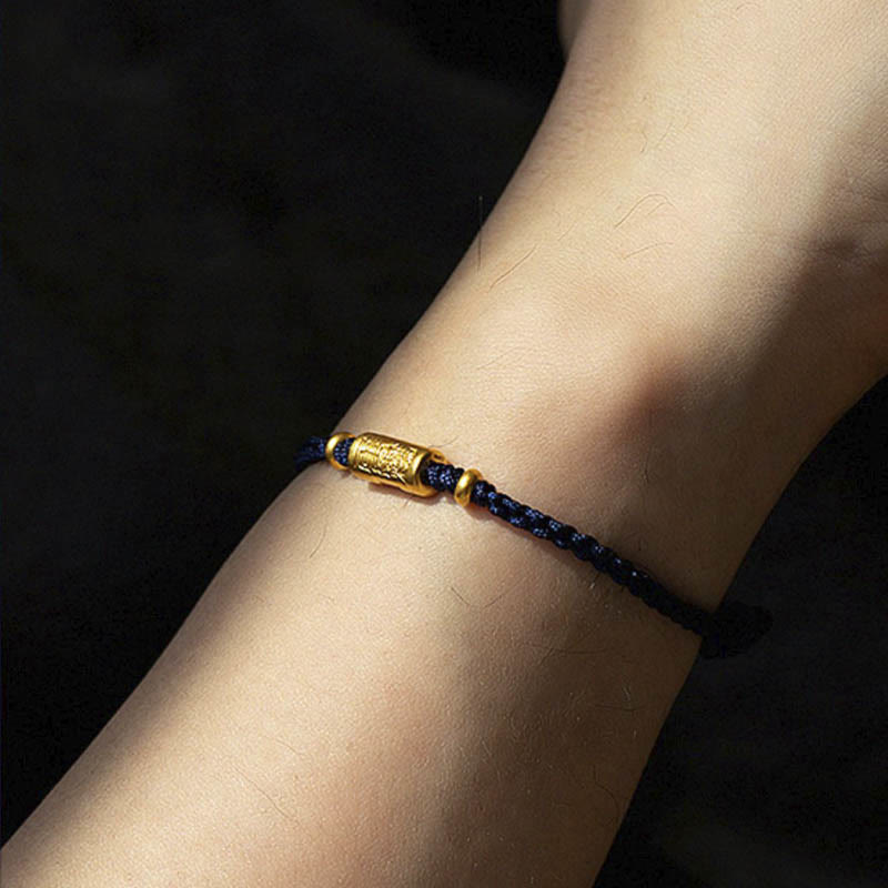 KarmaRipple's 999 Gold Good Fortune Amulet Carved Design Handmade Strength?Braided Rope Bracelet p51