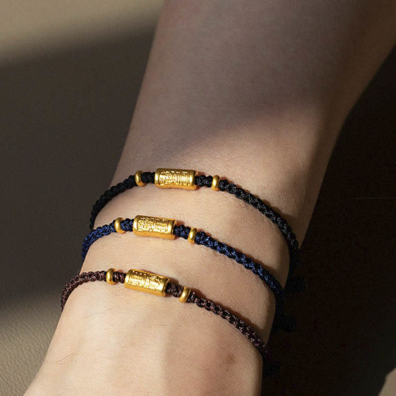 KarmaRipple's 999 Gold Good Fortune Amulet Carved Design Handmade Strength?Braided Rope Bracelet p15