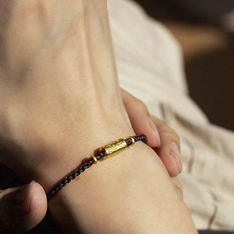 KarmaRipple's 999 Gold Good Fortune Amulet Carved Design Handmade Strength?Braided Rope Bracelet p14