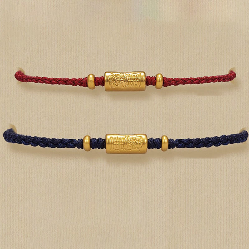KarmaRipple's 999 Gold Good Fortune Amulet Carved Design Handmade Strength?Braided Rope Bracelet p17