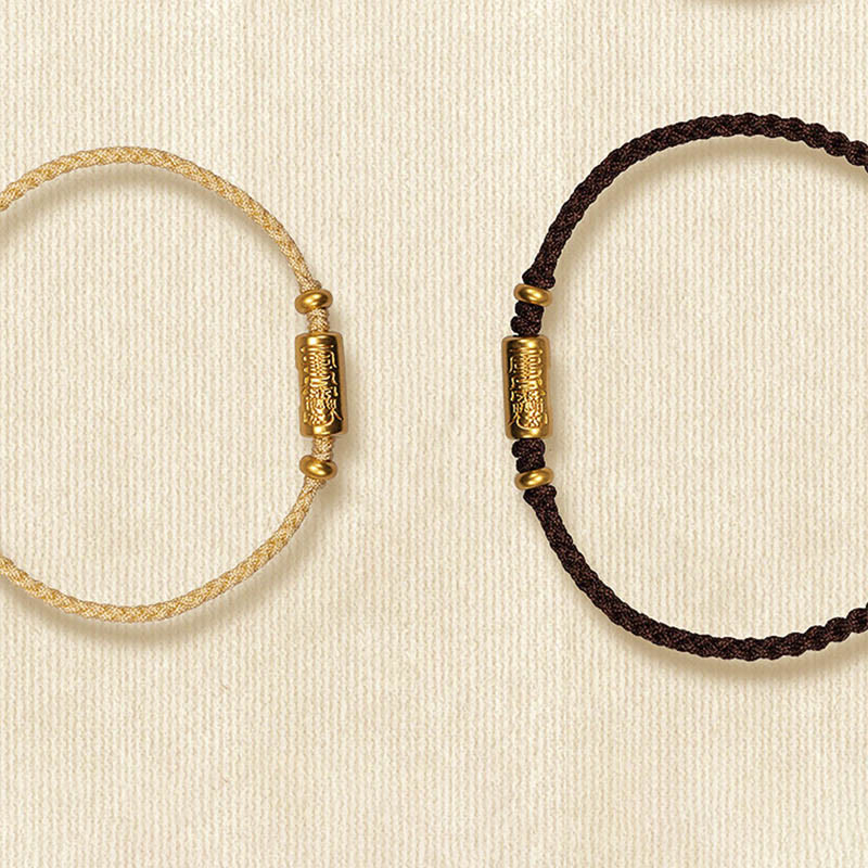 KarmaRipple's 999 Gold Good Fortune Amulet Carved Design Handmade Strength?Braided Rope Bracelet p18