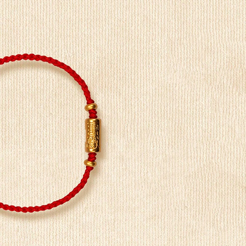 KarmaRipple's 999 Gold Good Fortune Amulet Carved Design Handmade Strength?Braided Rope Bracelet p1