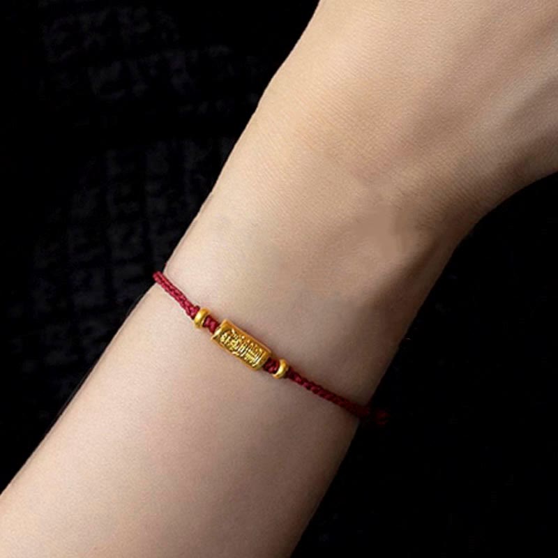 KarmaRipple's 999 Gold Good Fortune Amulet Carved Design Handmade Strength?Braided Rope Bracelet p8