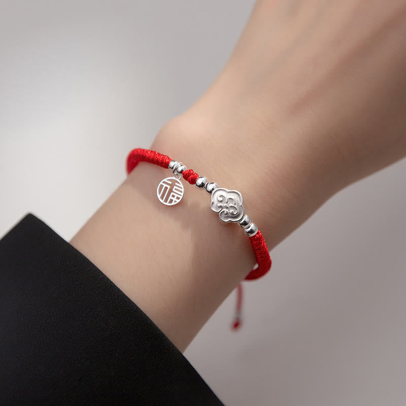 KarmaRipple's Handmade 925 Sterling Silver Fu Character Auspicious Clouds Blessing Woven Rope Bracelet p4