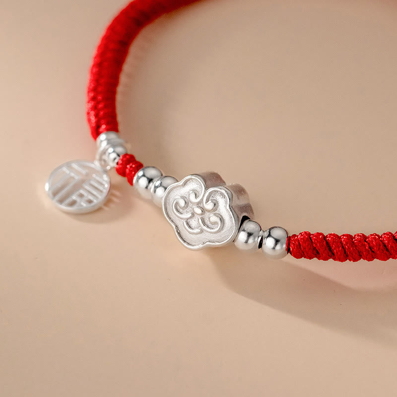 KarmaRipple's Handmade 925 Sterling Silver Fu Character Auspicious Clouds Blessing Woven Rope Bracelet p10