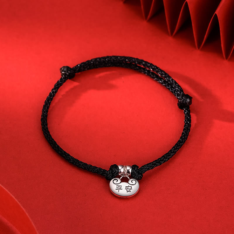 KarmaRipple's Handmade 925 Sterling Silver Peace And Joy Safe Well Wish Lock Strength Woven Rope Bracelet p2