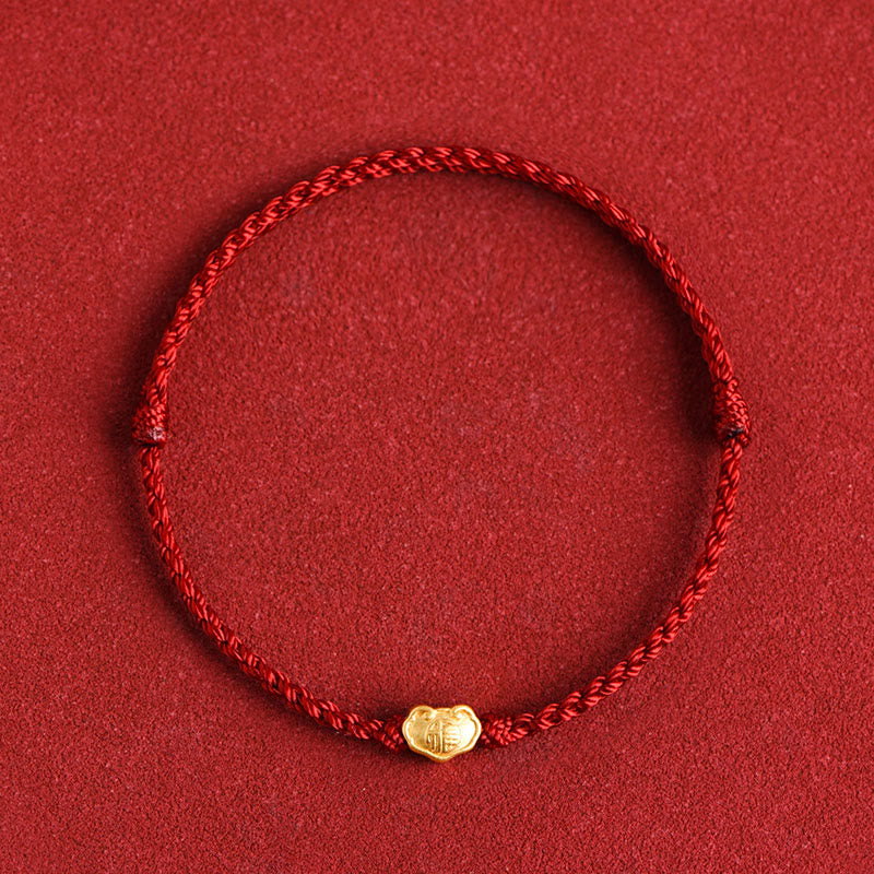 KarmaRipple's 999 Gold Chinese Lock Talisman Fu Character Protection Handmade Rope Bracelet p2