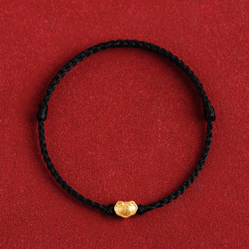 KarmaRipple's 999 Gold Chinese Lock Talisman Fu Character Protection Handmade Rope Bracelet p27