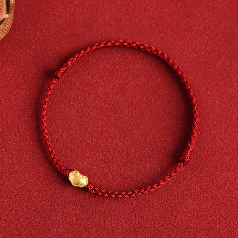 KarmaRipple's 999 Gold Chinese Lock Talisman Fu Character Protection Handmade Rope Bracelet p14