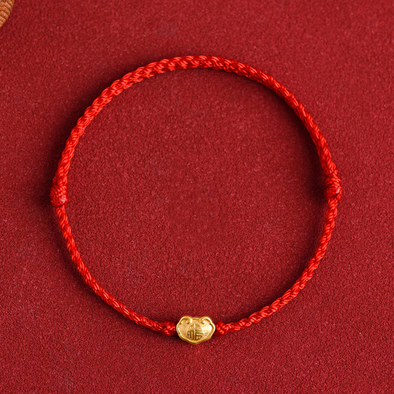 KarmaRipple's 999 Gold Chinese Lock Talisman Fu Character Protection Handmade Rope Bracelet p11