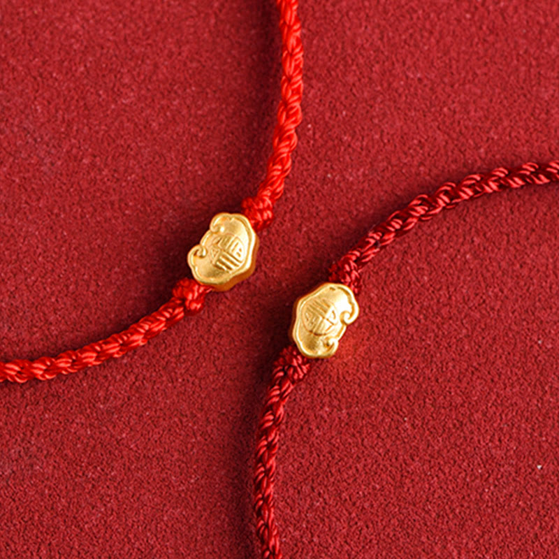 KarmaRipple's 999 Gold Chinese Lock Talisman Fu Character Protection Handmade Rope Bracelet p16