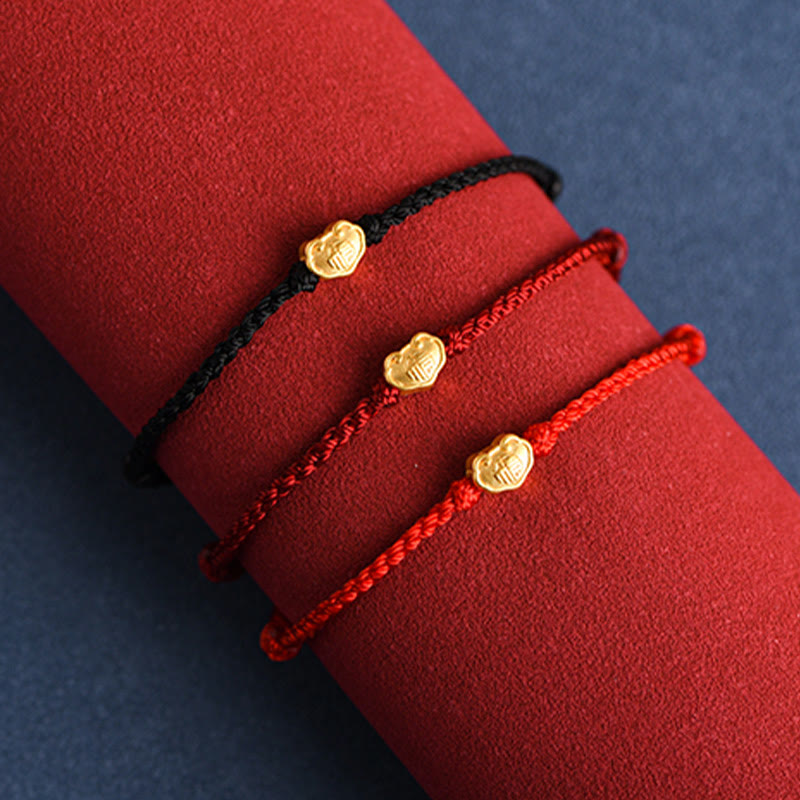 KarmaRipple's 999 Gold Chinese Lock Talisman Fu Character Protection Handmade Rope Bracelet p5