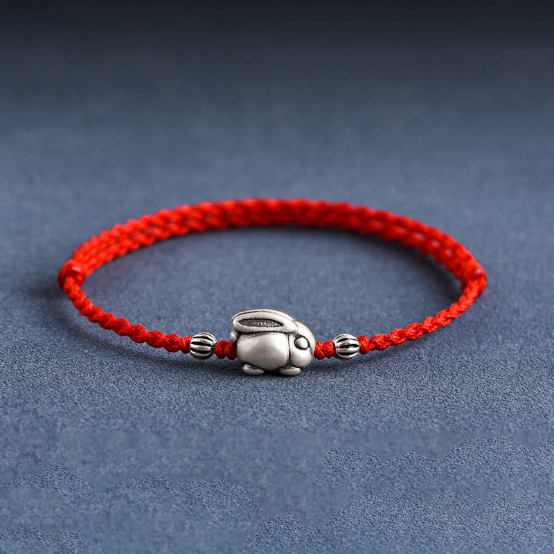 KarmaRipple's Handmade 999 Sterling Silver Rabbit Luck?Rope Bracelet Anklet p1