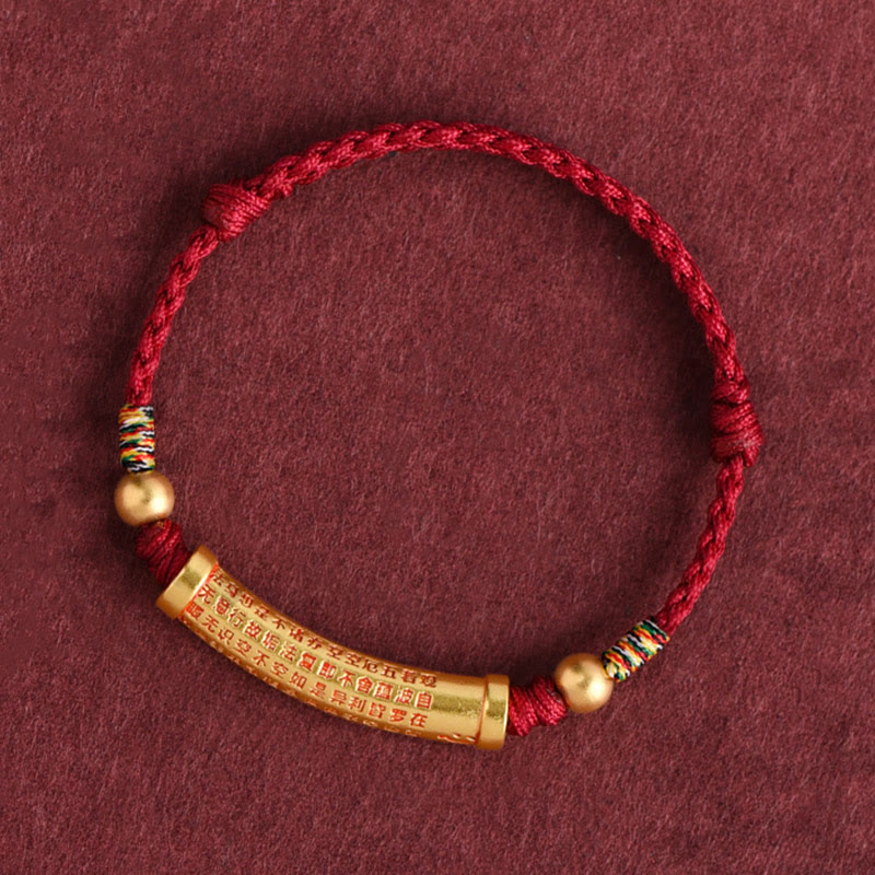KarmaRipple's Handmade Alloy Heart Sutra Protection?Strength?Rope Bracelet Anklet p1