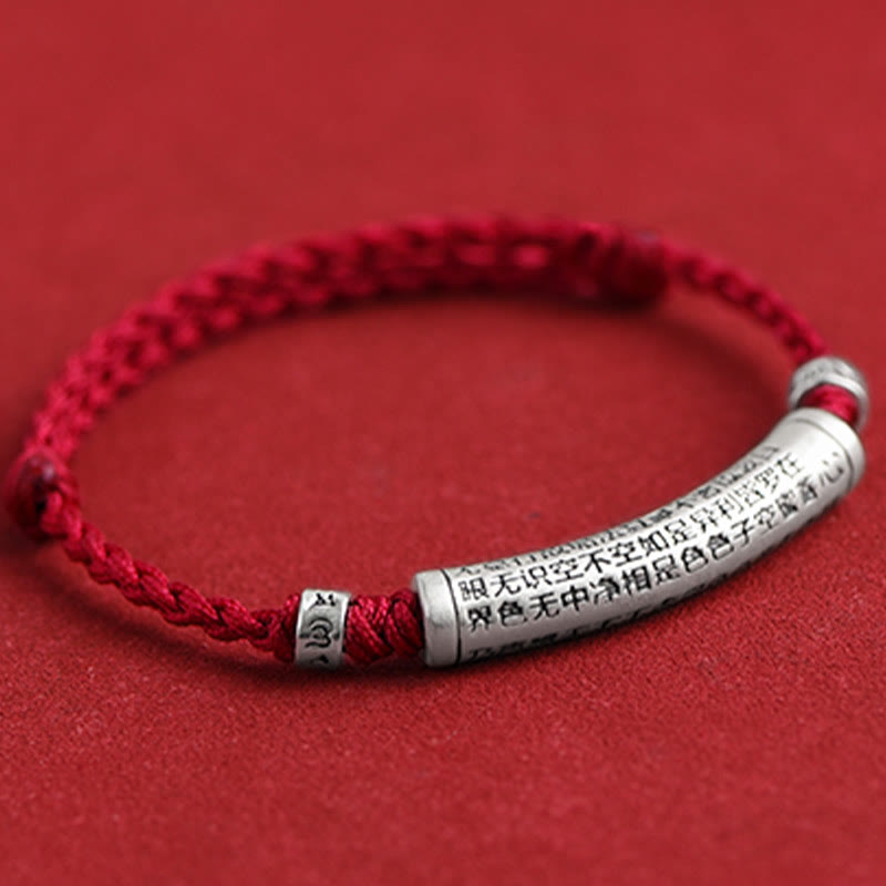 KarmaRipple's Handmade 999 Sterling Silver Om Mani Padme Hum Heart Sutra Carved Fortune Rope Bracelet Anklet p5