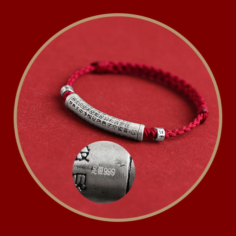 KarmaRipple's Handmade 999 Sterling Silver Om Mani Padme Hum Heart Sutra Carved Fortune Rope Bracelet Anklet p15