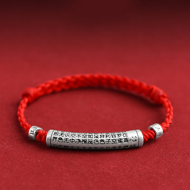 KarmaRipple's Handmade 999 Sterling Silver Om Mani Padme Hum Heart Sutra Carved Fortune Rope Bracelet Anklet p28