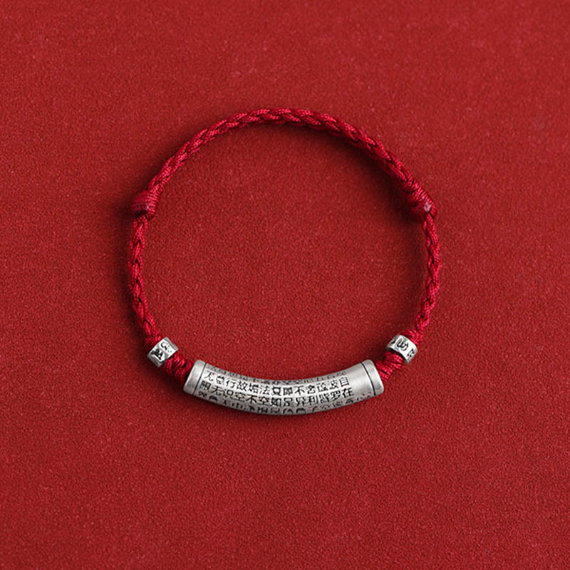 KarmaRipple's Handmade 999 Sterling Silver Om Mani Padme Hum Heart Sutra Carved Fortune Rope Bracelet Anklet p13