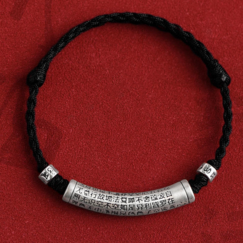 KarmaRipple's Handmade 999 Sterling Silver Om Mani Padme Hum Heart Sutra Carved Fortune Rope Bracelet Anklet p29