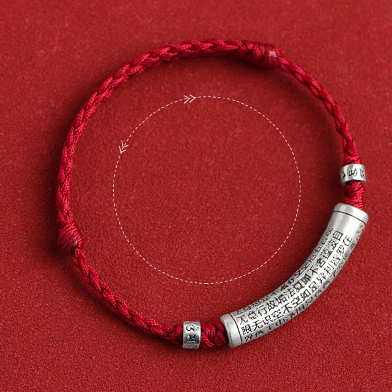 KarmaRipple's Handmade 999 Sterling Silver Om Mani Padme Hum Heart Sutra Carved Fortune Rope Bracelet Anklet p7
