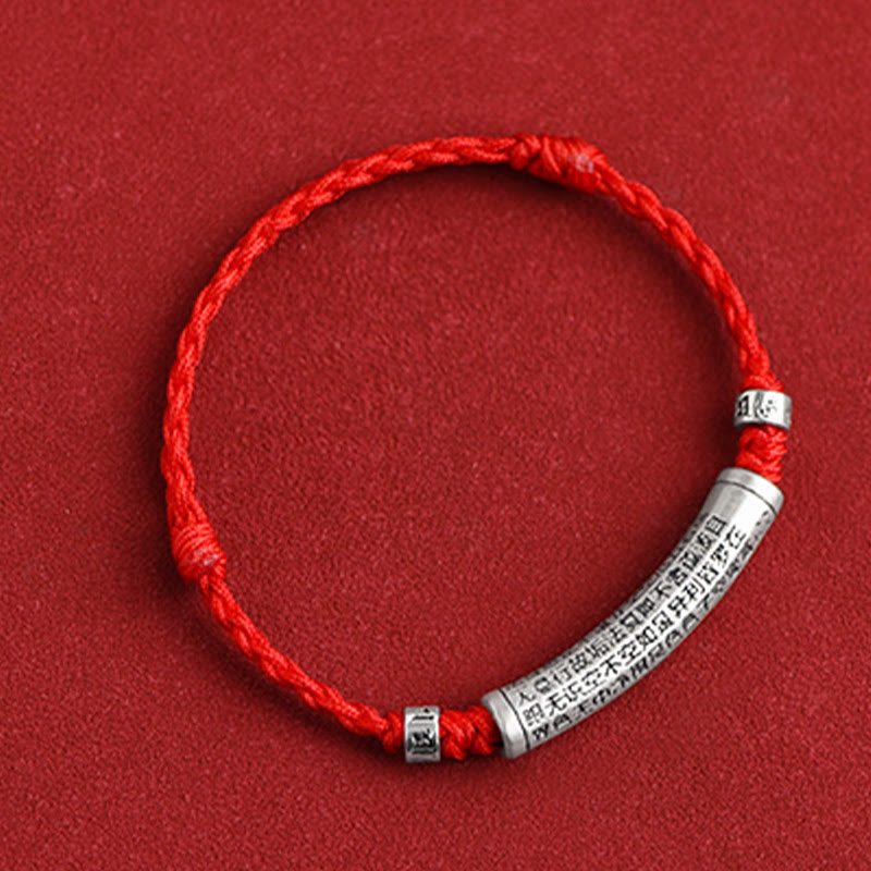 KarmaRipple's Handmade 999 Sterling Silver Om Mani Padme Hum Heart Sutra Carved Fortune Rope Bracelet Anklet p18