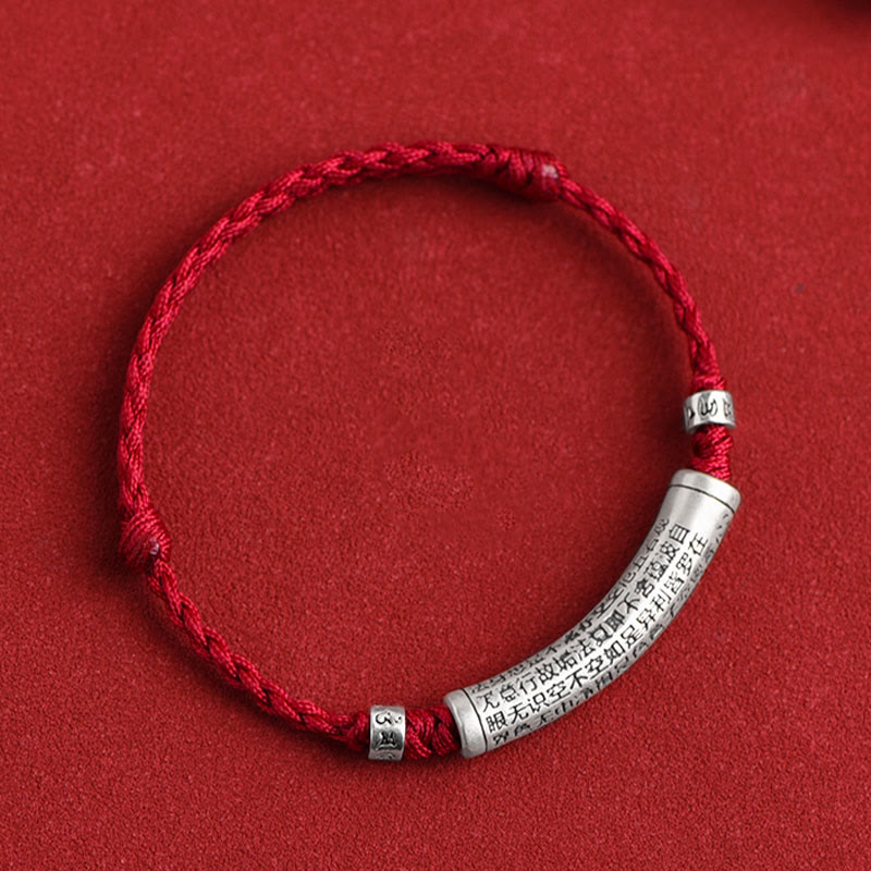 KarmaRipple's Handmade 999 Sterling Silver Om Mani Padme Hum Heart Sutra Carved Fortune Rope Bracelet Anklet p12