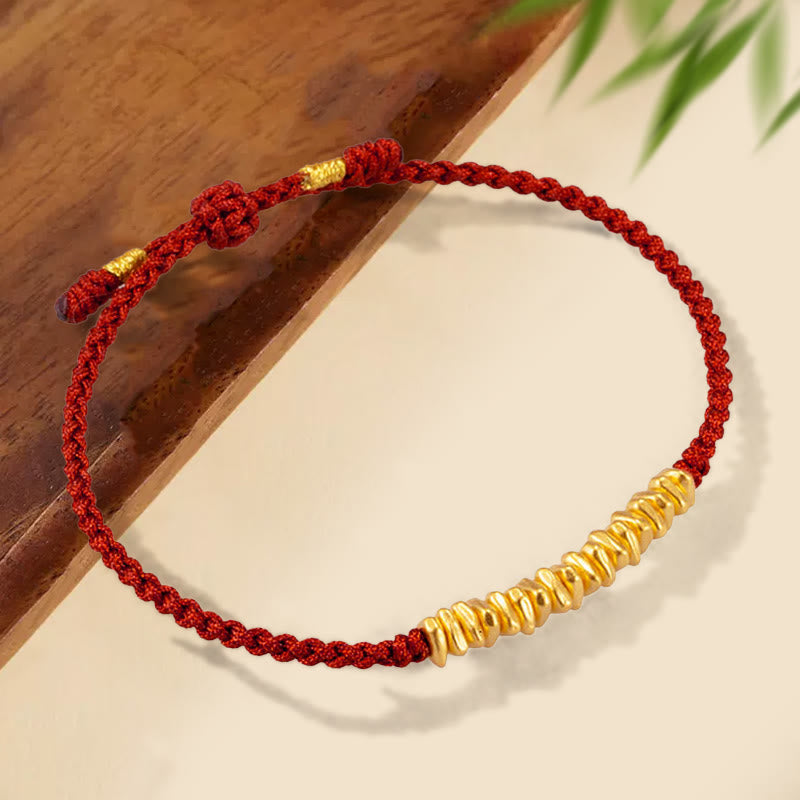 KarmaRipple's 999 Gold Small Gold Pieces Design Handmade Protection?Braided Rope Bracelet p1