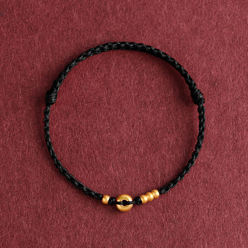 KarmaRipple's 999 Gold Small Peace Buckle Design Handmade Luck?Braided Rope Bracelet Anklet p3