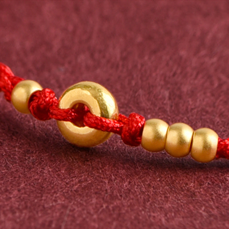 KarmaRipple's 999 Gold Small Peace Buckle Design Handmade Luck?Braided Rope Bracelet Anklet p7