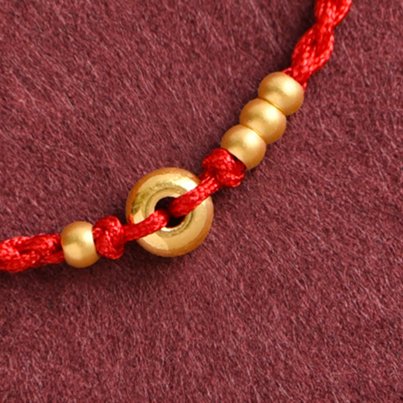 KarmaRipple's 999 Gold Small Peace Buckle Design Handmade Luck?Braided Rope Bracelet Anklet p11