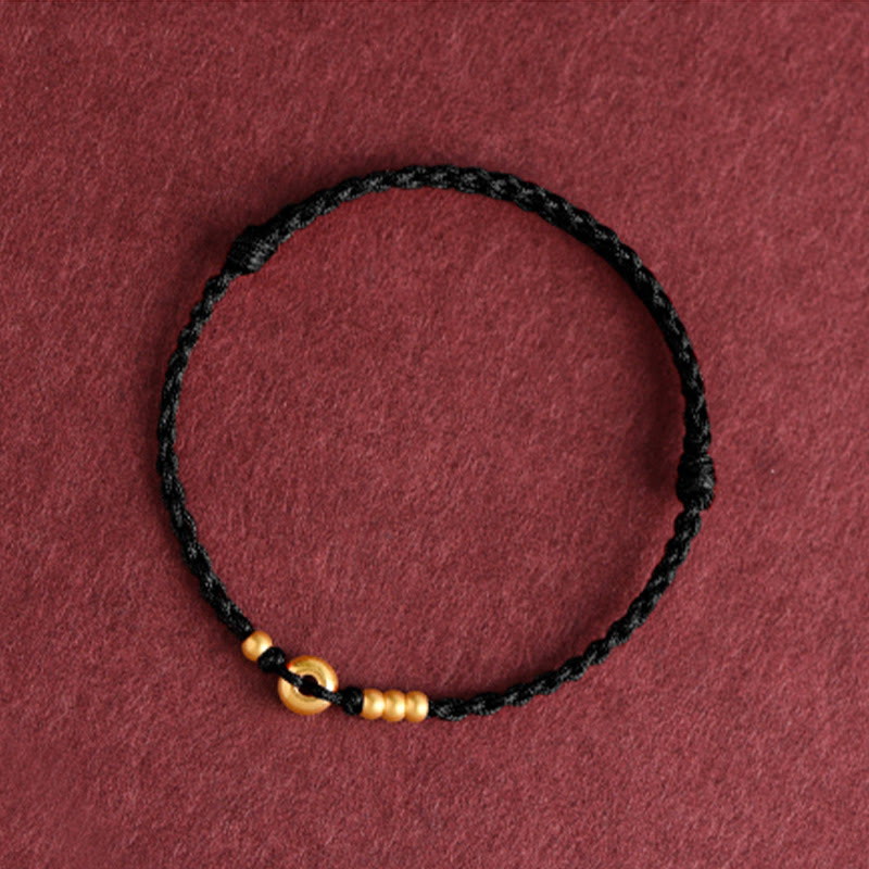 KarmaRipple's 999 Gold Small Peace Buckle Design Handmade Luck?Braided Rope Bracelet Anklet p20