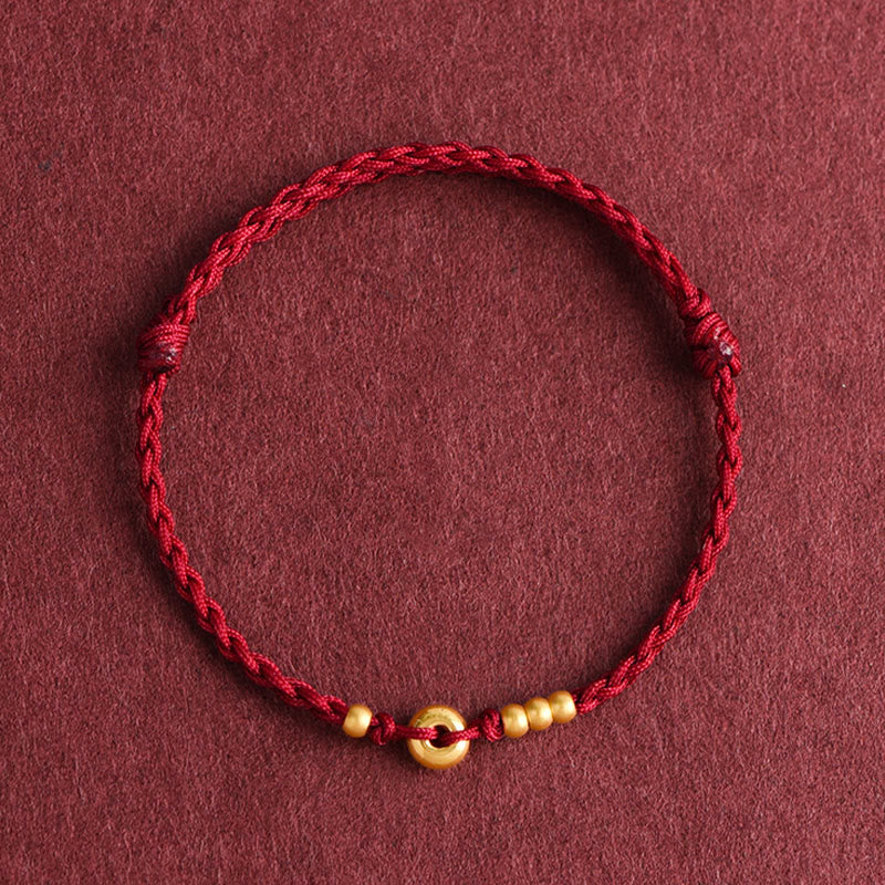 KarmaRipple's 999 Gold Small Peace Buckle Design Handmade Luck?Braided Rope Bracelet Anklet p16