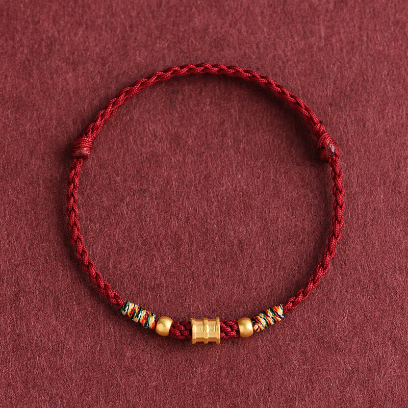 KarmaRipple's 999 Gold Small Bucket Shape Design Handmade Luck?Braided Rope Bracelet Anklet p4