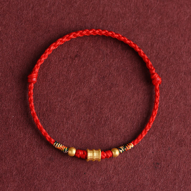 KarmaRipple's 999 Gold Small Bucket Shape Design Handmade Luck?Braided Rope Bracelet Anklet p19