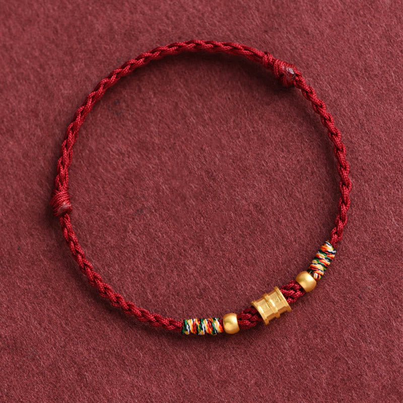 KarmaRipple's 999 Gold Small Bucket Shape Design Handmade Luck?Braided Rope Bracelet Anklet p6