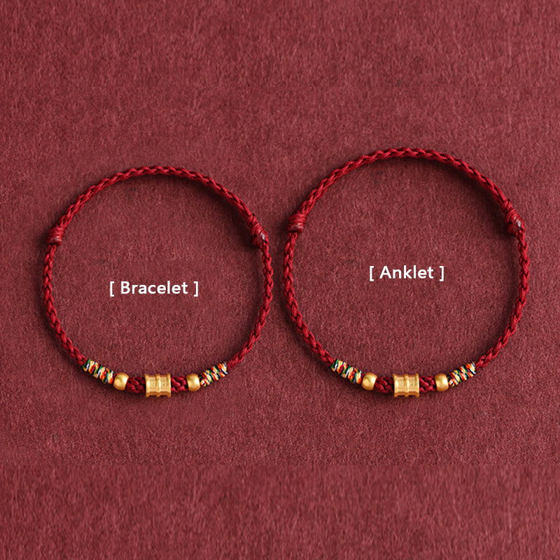 KarmaRipple's 999 Gold Small Bucket Shape Design Handmade Luck?Braided Rope Bracelet Anklet p14