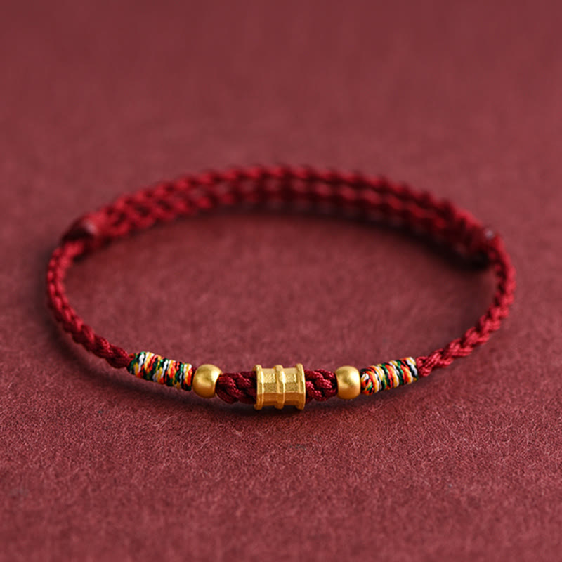 KarmaRipple's 999 Gold Small Bucket Shape Design Handmade Luck?Braided Rope Bracelet Anklet p1