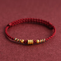 KarmaRipple's 999 Gold Small Bucket Shape Design Handmade Luck?Braided Rope Bracelet Anklet