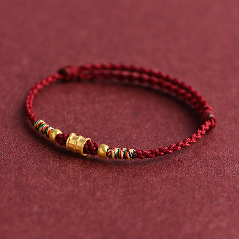 KarmaRipple's 999 Gold Small Bucket Shape Design Handmade Luck?Braided Rope Bracelet Anklet p13