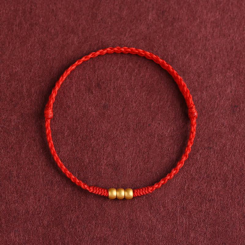 KarmaRipple's 999 Gold Mini Three Beadwork Design Handmade Luck?Rope Bracelet Anklet p1