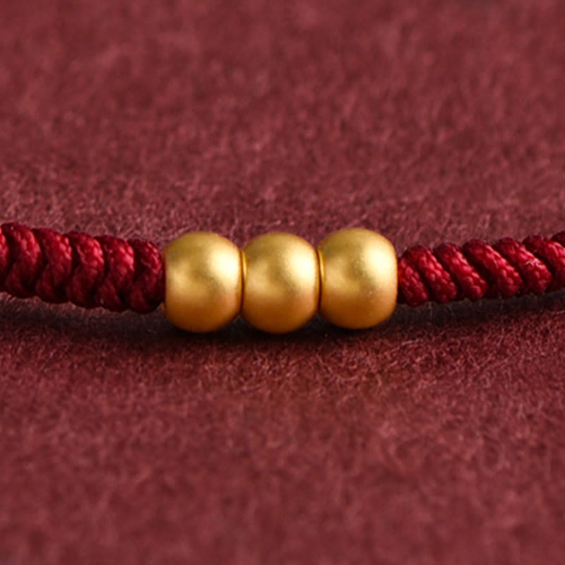 KarmaRipple's 999 Gold Mini Three Beadwork Design Handmade Luck?Rope Bracelet Anklet p10
